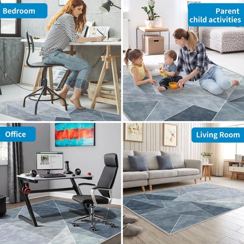 55"x36" Office Chair Mat,Heavy Duty TPE Floor Protector for Hardwood Tile Floors,Non-Slip Desk Chair Mat for Office, Gaming Room Living Room (Blue)