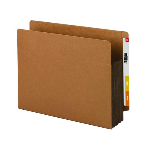 Smead End Tab Pocket, Reinforced Straight-Cut Tab, 3-1/2" Expansion, Extra Wide Letter Size, Redrope with Dark Brown Gusset, 10 per Box (73681)