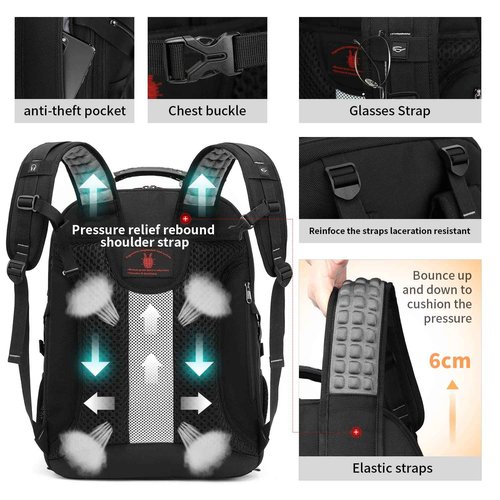Boniyee Travel Backpack 17.3 Inch, Business Anti-Theft Laptop Bag with USB Charging Port, Waterproof