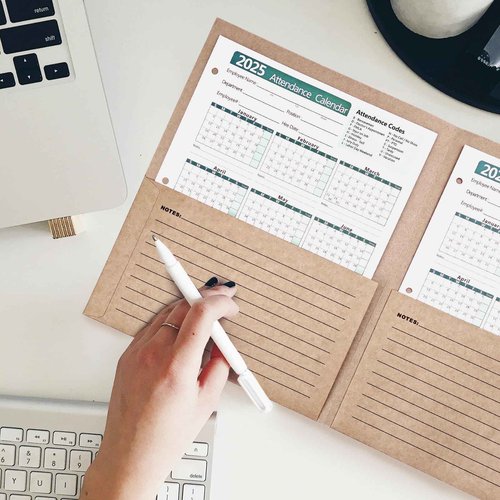 VistaRise Durable Heavy-Duty Multi-Purpose Kraft Paper Record Folders - Two-Pocket, Preprinted to Track Job Progress, Classification, and Storage (9.4" x 11.5", Pack of 25)