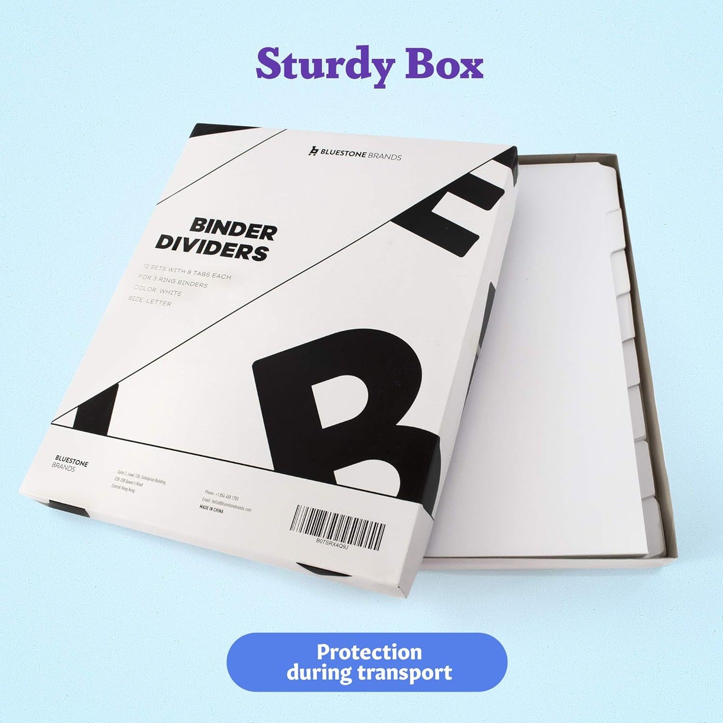 Binder Dividers with Tabs by [Brand Name] - Set of 12 Reinforced 8-Tab Dividers for 3 Ring Binders, White | Organize Documents Neatly