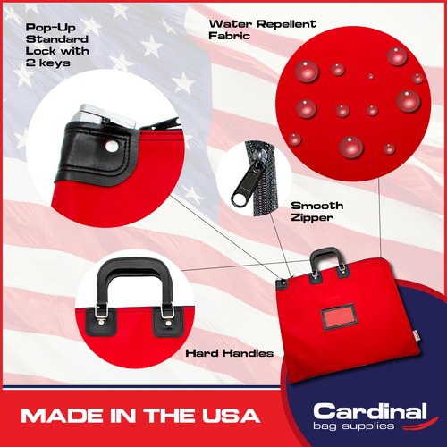 Cardinal bag supplies Large Locking Document Bag with Handles, Security Bag with Lock, HIPAA Compliant, 16 x 20 inch (Red)