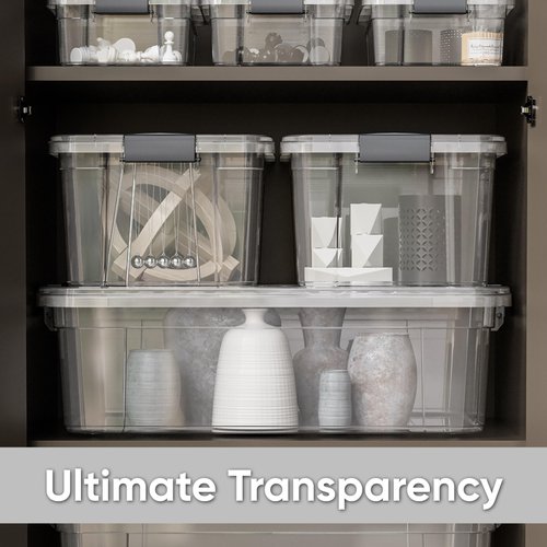 Superio Clear Storage Boxes with Lids, Plastic Container Bins for Organizing, Stackable Crates, BPA Free, Non Toxic, Odor Free, Organizers for Home, Office, School, and Dorm(10.5 Quart, 2 Pack)