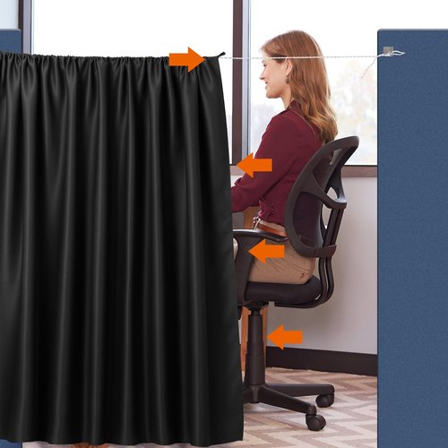 ROYALAY 53 x 78 Inch Privacy Curtains for Room Divider, Desk Shade for Cubicle to Block Light with Hook, Temporary Doors for a Room Privacy, Black