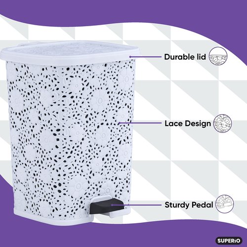 Superio Trash Can, Small, White