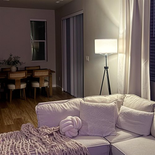 HOMCOM 59.75" Tripod Floor Lamp with Pull Chain Standing, Fabric Lampshade E26 Lamp Holder Steel for Living Room, Bedroom, Office, Black