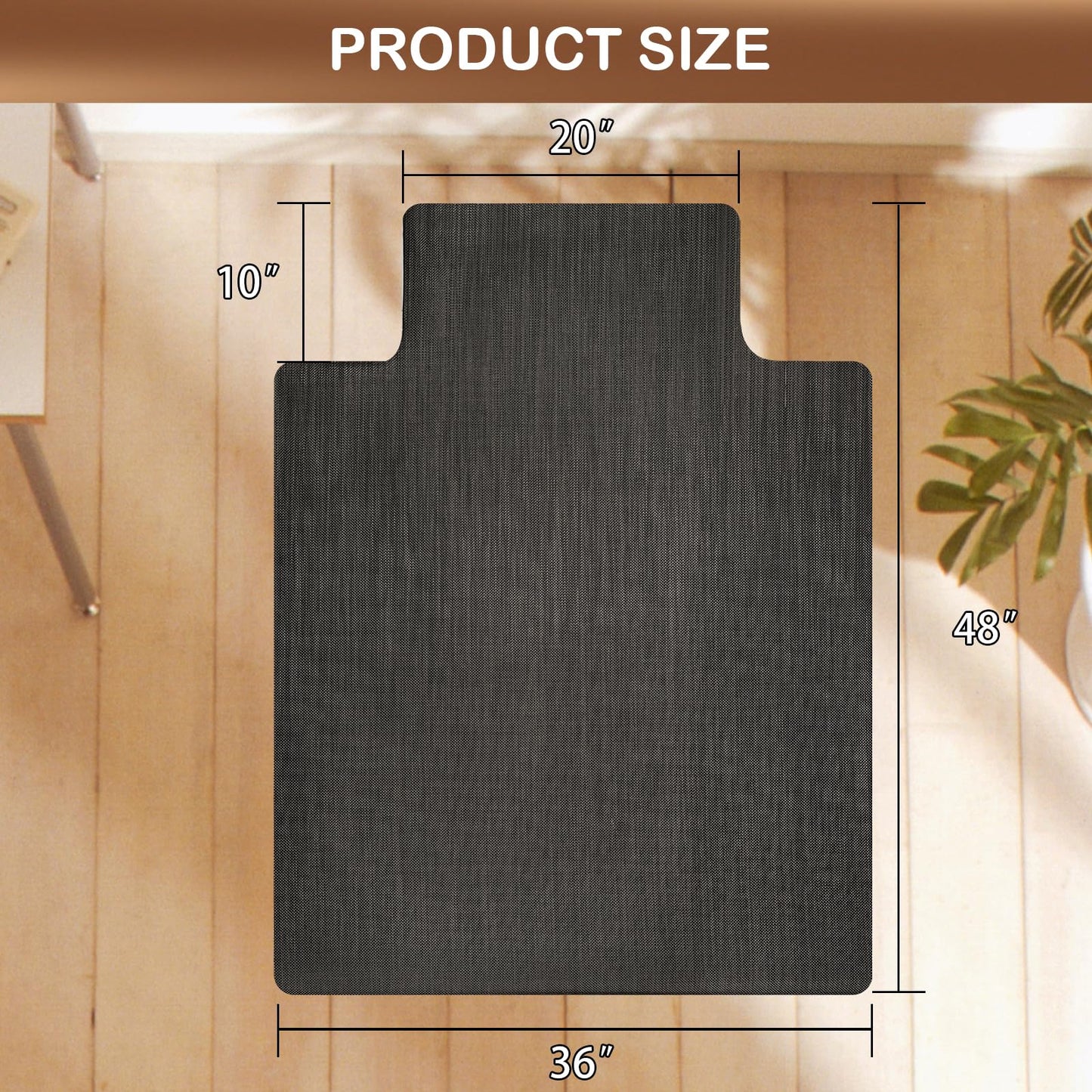 Office Chair Mat for Hardwood Floor, 36" x 48" Non-Slip Office Chair Mat for Rolling Chair, Heavy Duty Textilene Floor Protector for Hardwood Tile, Desk Computer Chair Mat for Home Office, Black