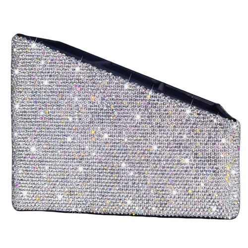 Bling Remote Control Holder with 3 Compartments, Rhinestone Storage Rack for Media Player, Heater Controllers Cosmetics Office, Decorative Desk Organizer Caddy,Diamond Nightstand Organizer for Women