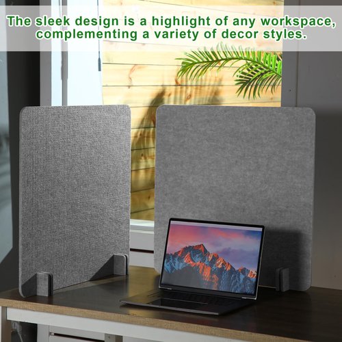 Kisston 6 Pack Acoustic Desk Divider Desk Partition 24 x 24" Stand Up Freestanding Desk Privacy Panel Noise and Visual Distractions Reducing Table Divider for Student Reception Area Office(Light Gray)