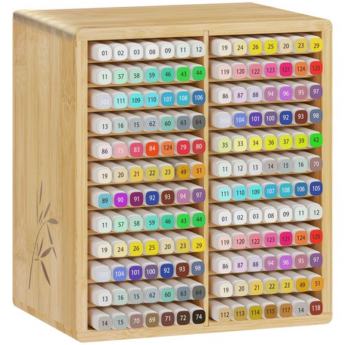 Marker Organizer Compatible with Ohuhu Markers, 168 Solt Holder, Bamboo