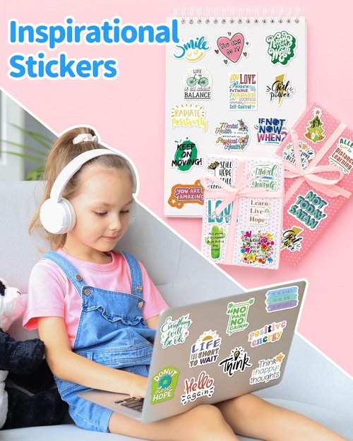 Skiennix 300 PCS Inspirational Stickers - Motivational Vinyl Stickers for Scrapbooking & Vision Boards | Perfect for Adults, Teens & Students