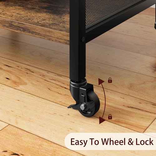 Amyove Printer Stand with Charging Station, Large Printer Table with Adjustable Storage Shelf, 3 Tier Office Rolling Printer Stand with Wheels for Home Office, Fax Machines, Scanners, Rustic Brown