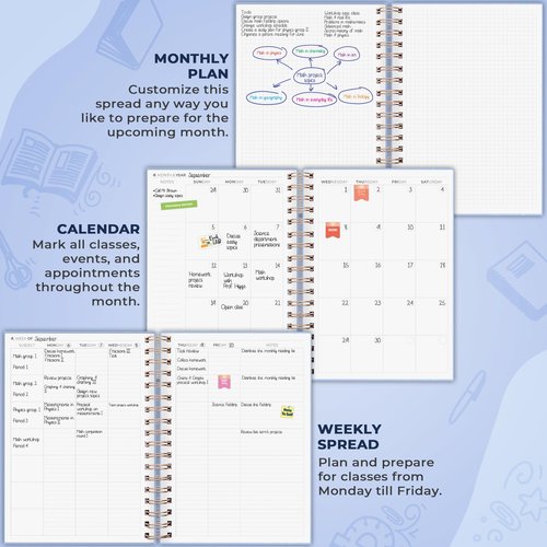 Clever Fox Teacher Planner Spiral – School Year Planner with Calendars & Lesson Plans – Teacher Plan Book for Classroom & Homeschool Organization - Undated, 7.9x10″ (Periwinkle)