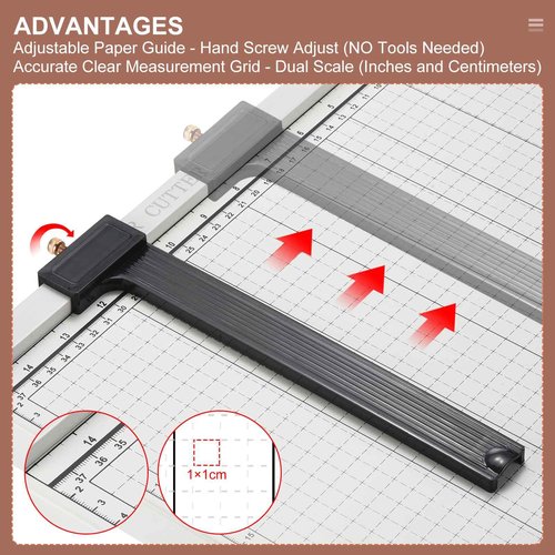 PATIKIL Paper Cutter B3 Stack Paper Trimmer for Cardstock, 21" Cutting Length, Guard Rail Paper Press Tool, Adjustable Guide, Metal Base, 12-Sheet Capacity, Paper Slicer for Office, Home