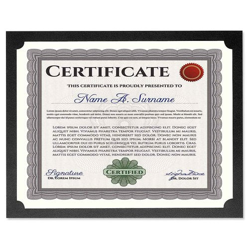 Plain Black Certificate Holders - Pack of 50, Linen Cover 80 lb. Stock, Single-Sided, Die-Cut Corners, for Office, Business Awards, Graduation, School Diploma Holder, 9-1/2" x 12" (Set of 50)