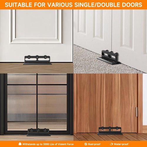 BUYYAH Door Security Bar, French Security Door Brace, Security Door Barricade, Withstands 3000 Lbs, Prevents Entry Burglaries Home Invasions