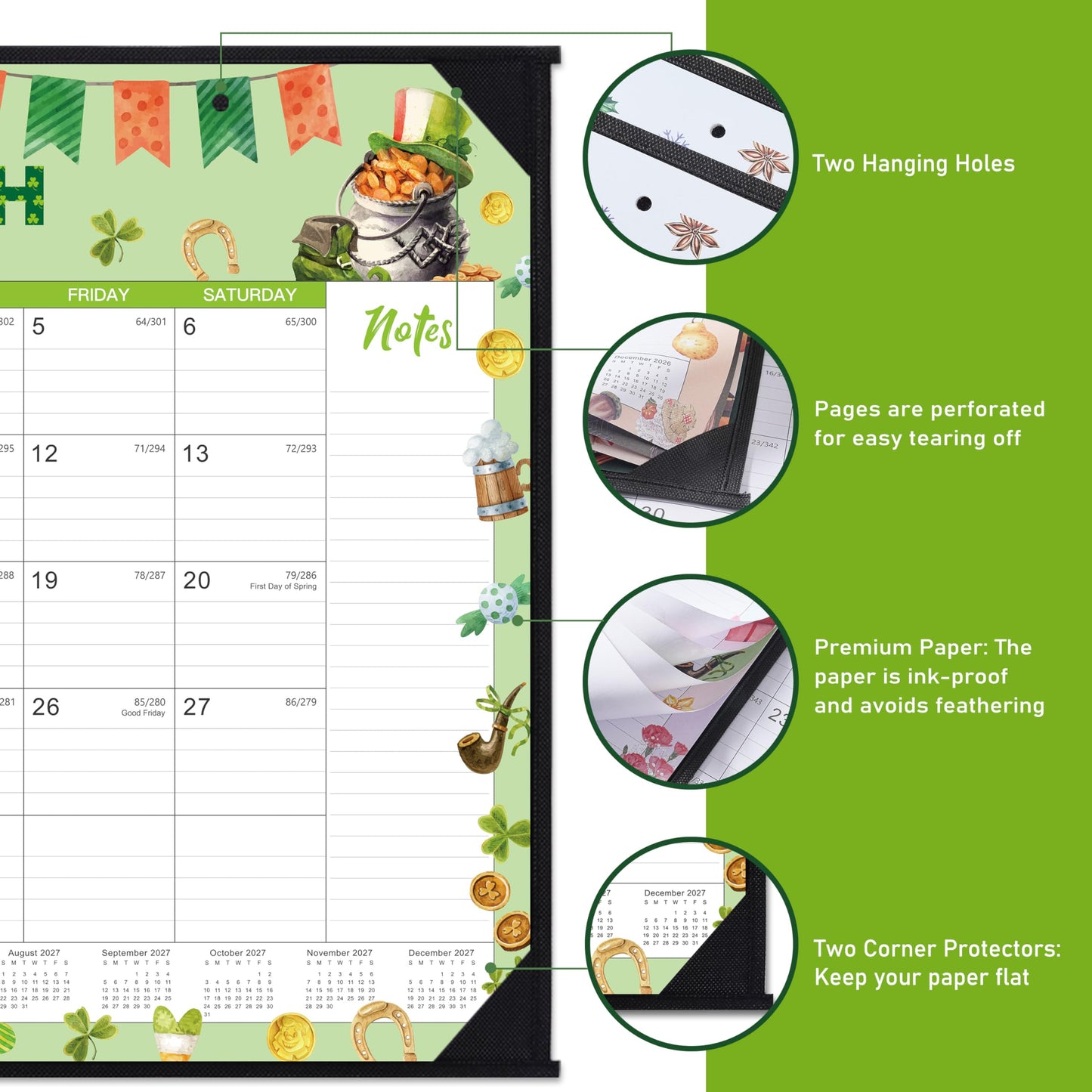 2026-2027 Desk Calendar - Large Desk Calendar 2026-2027, Jul.2026 - Jun.2027, 22" x 17", 12 Months Desktop Calendar with Corner Protectors, Desk Pad, Large Ruled Blocks - 12 Different Themes