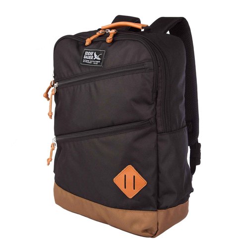 Eddie Bauer 25L Bygone Backpack with 15" Laptop Sleeve, Everyday Backpack | Work Bag | Laptop Bag | Gym Bag | Travel Backpack, Black