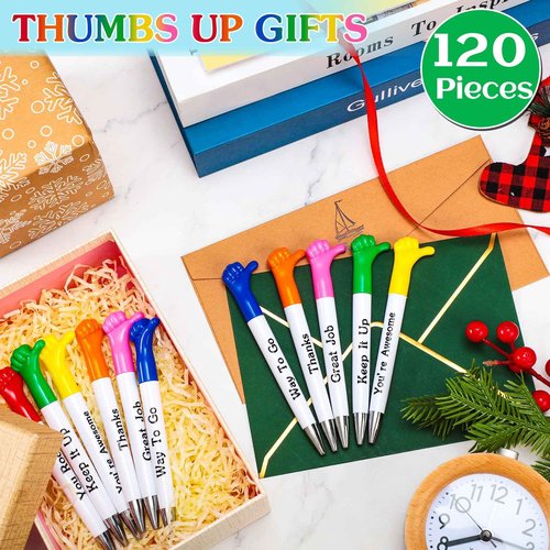 Woanger Inspirational Quotes Thumbs up Pens Thank You Gifts Bulk Employee Appreciation Motivational Ballpoint Pen for Appreciation Back to School Gift Student Teacher Nurse Coworker(120 Pieces)