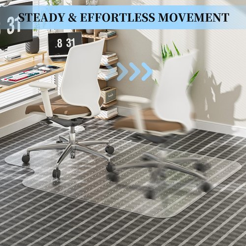 Tonaus Chair Mat for Carpet, 48"×36" Desk Chair Mat for Home Computer Desk Rolling Chair, Transparent Carpet Floors 2.2mm Thick T-Shape Floor Protection with Non-Slip Studded for Low Pile Carpets