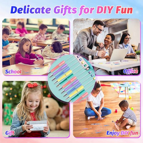DASTTUIS 300 Pieces DIY Beadable Pen Kit – 100 Plastic Ballpoint Pens with Refills & Bags – School Supplies, Office Accessories & Decorative Items for Students & Teachers (Dreamy Soft Palette)
