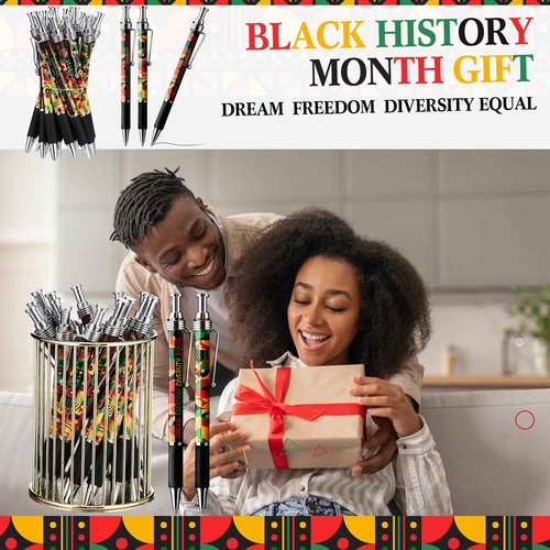 Sayglossy 100 Pcs Juneteenth Gift Bulk Happy Juneteenth Day Ballpoint Pens Freedom Day Independence Theme Ballpoint Pens for Party Supplies Favors Festival Decoration (Geometric Pattern)