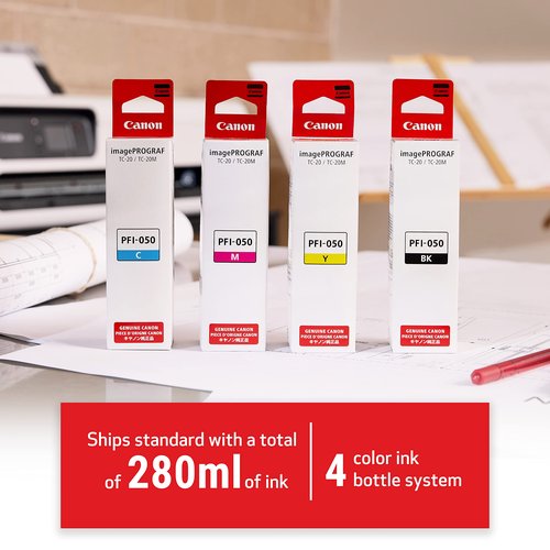 Canon imagePROGRAF TC-20 – Single Function Printer | 24" Large Format Poster & Plotter Printer - Automatic Roll & Cut Sheet Paper Feeder, USB, Wi-Fi, LAN,White