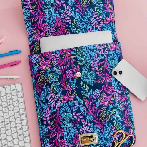 Lilly Pulitzer 14 Inch Laptop Case, Leatherette Computer Case with Pocket for Accessories, Padded Laptop Sleeve for 14" Computers and Tablets, Calypso Coast