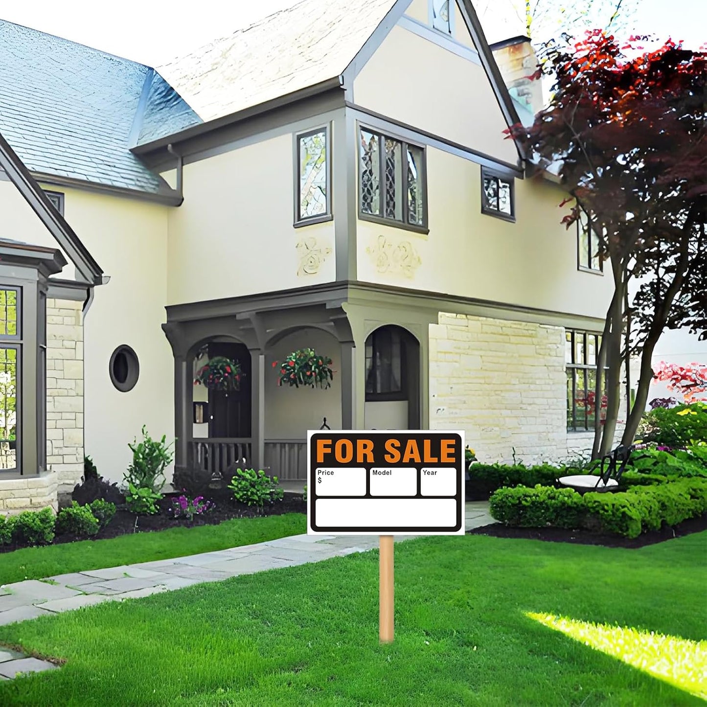 Skiennix Reflective Vinyl Car Sale Signs - Waterproof, Writeable 12x8 Inch Stickers | Black & Orange