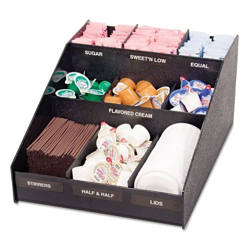 Vertiflex Commercial Grade Horizontal Condiment Organizer, 9 Compartments, 12 x 16 x 7.5, Black