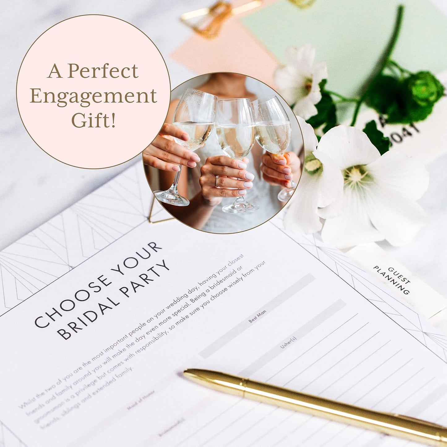 Skiennix Wedding Planner Book - Ultimate Bridal Organizer with Countdown Calendar | Marbled Design