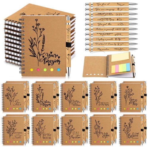 Watersay 20 Set Employee Appreciation Gifts Bulk for Coworkers Christmas Inspirational Notebooks with Thank You Pens Staff Appreciation Gifts for Women Men