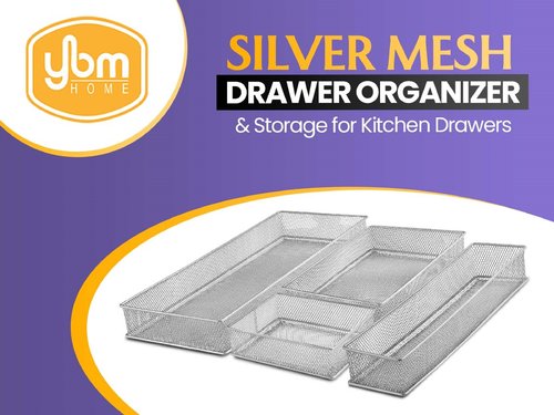 White Mesh Drawer Cabinet and or Shelf Organizer Bins, School Supply Holder Office Desktop Organizer Basket, Pack of 2-6x9x2 inch, 2526