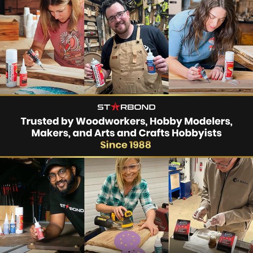 Starbond Black Medium CA Glue, Premium Cyanoacrylate Super Glue, Crack Filler 150 CPS Viscosity, for Woodworking, Woodturning, Carpentry, Guitar, RC, Hobby, 2oz