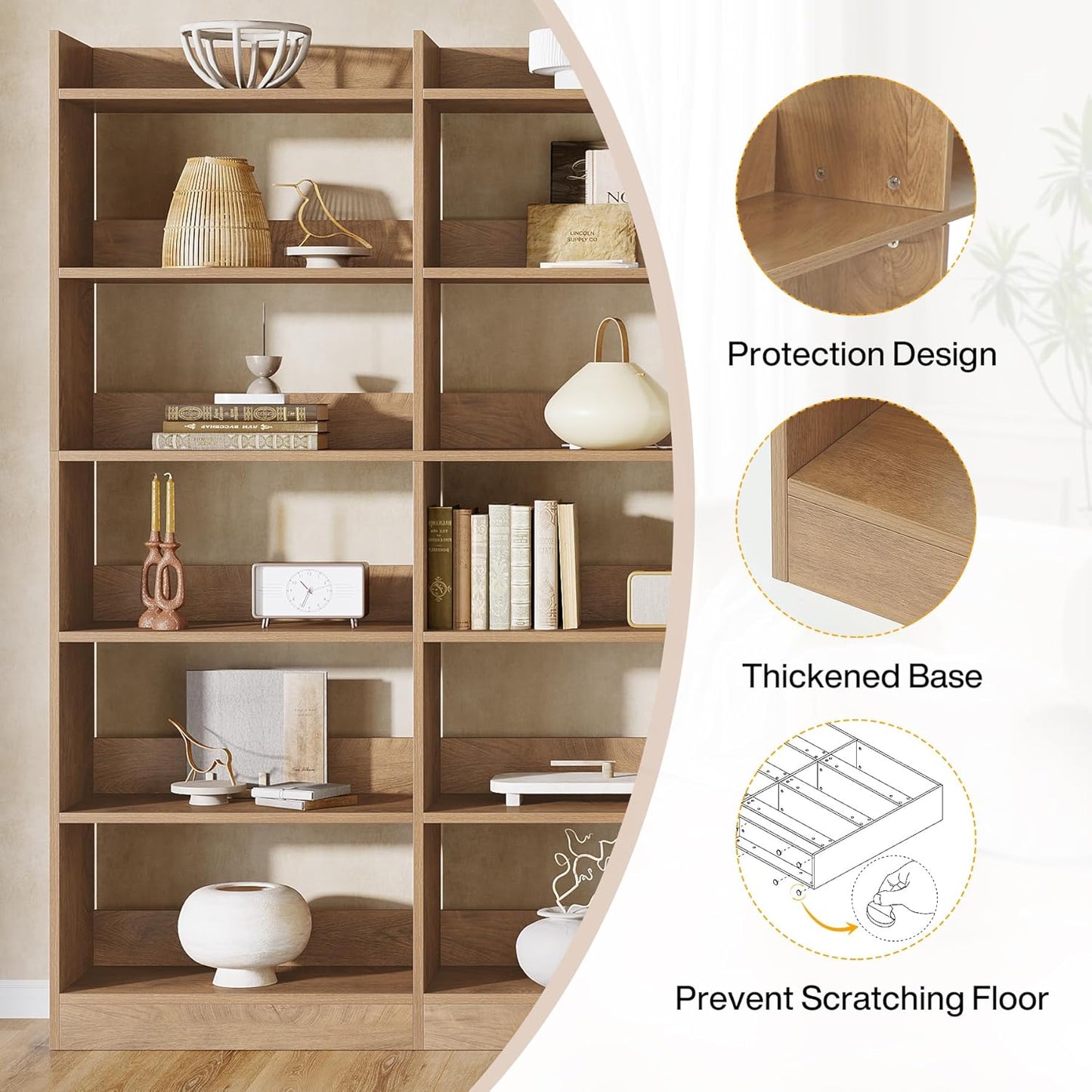 Tribesigns 70.87'' Tall Bookshelf - 6-Tier Rustic Brown Farmhouse Display Storage for Home & Office