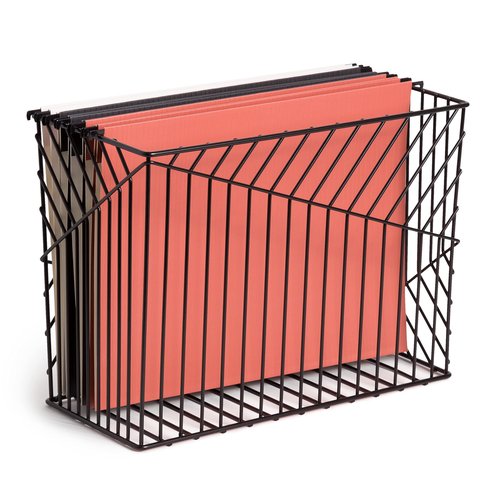U Brands Vena Wire File Basket, Office Supplies, Metal, Black, 1 Count