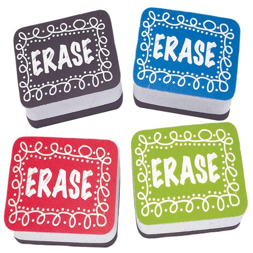 Ashley Productions Non-Magnetic Mini Whiteboard Erasers, Chalk Loop, 10 Per Pack, 3 Packs