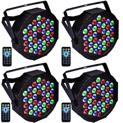 Stage Lights Dj Lights for Parties Led Stage Lights Sound Activated Portable Party Lights Par Lights 36 Led RGB Remote Control Disco Lights Uplights for Indoor Events Bar Birthday Wedding Outdoor