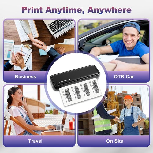 Fitrobust Portable Printer Wireless for Travel, Bluetooth Thermal Printer Supports 8.5 x 11 Inch Thermal Paper, Inkless Compatible with iOS, Android, Laptop for Office, Car and Home