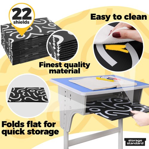 22-Pack Desk Dividers for Students - Durable & Waterproof Plastic Study Carrel Divider, Classroom Folders Teacher Supplies, Easy-to-Clean Plastic Privacy Shield Folder Boards for Student Desks