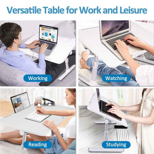 Lap Desk for Bed, Folding Laptop Stand for Bed Table, Adjustable Portable Laptop Bed Tray Desk with Storage Drawer Bookstand Cup Holder for Eating, Working, Writing in Sofa Couch Floor