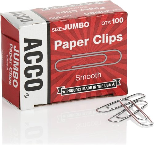 ACCO Brands Jumbo Paper Clips - Smooth Economy Design | 10 Boxes of 100 Clips Each