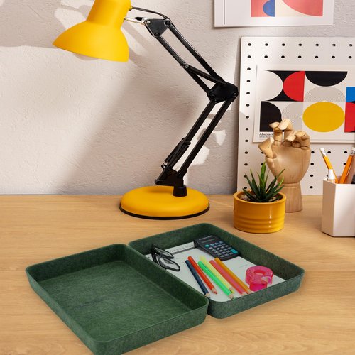 Welaxy 2-piece Office desk drawer organizer tray letter-size documents paper book file Folder Holder storage bins (Forest Green)