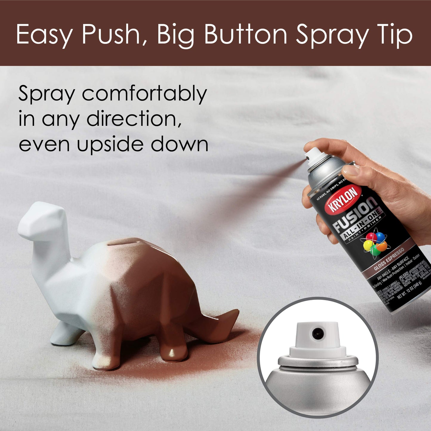 Krylon Fusion All-In-One Adhesive Spray Paint for Indoor/Outdoor Use, 12 oz, Espresso