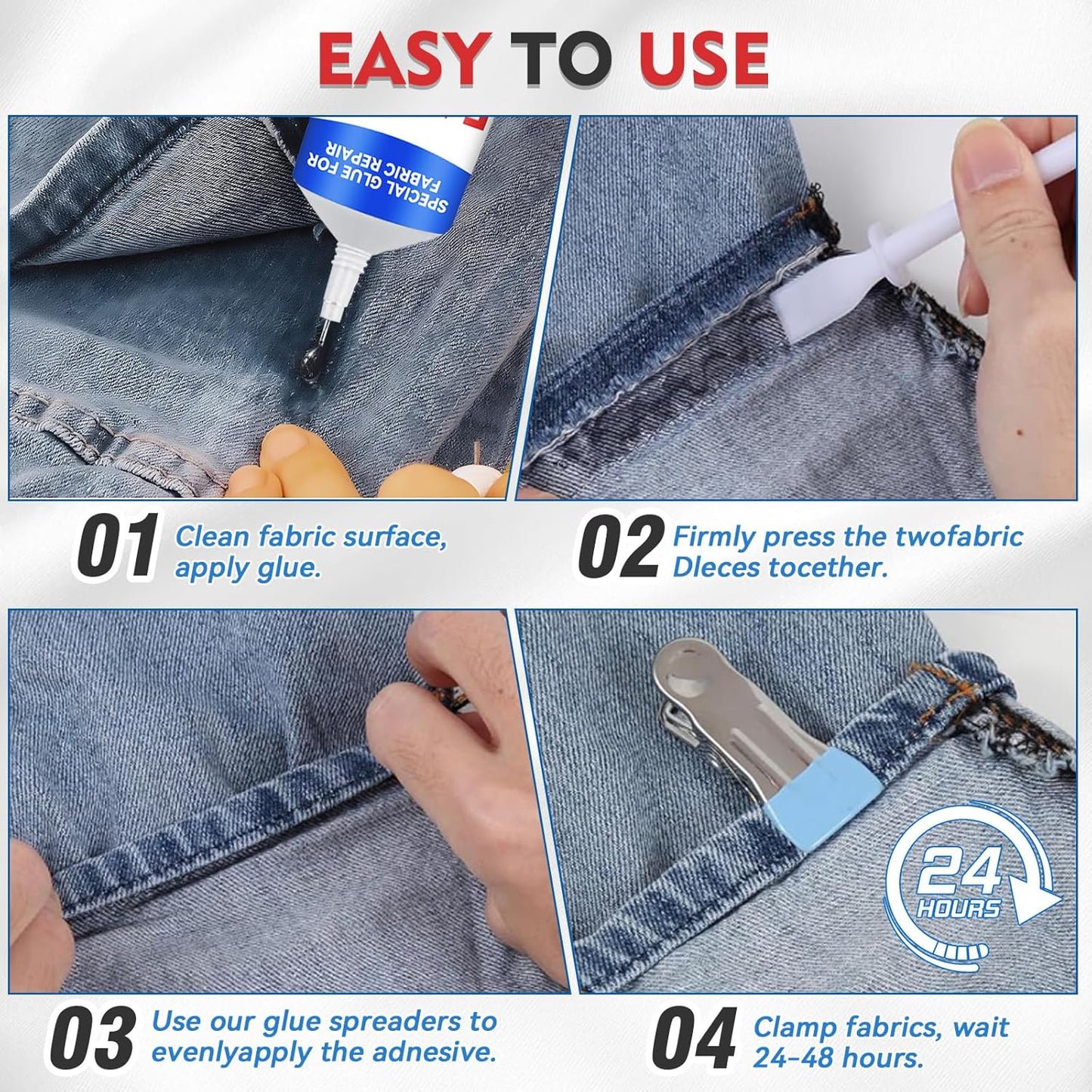 Skiennix Fabric Glue - Permanent 50 ML Washable Clear Adhesive for Clothing, Denim & Textiles