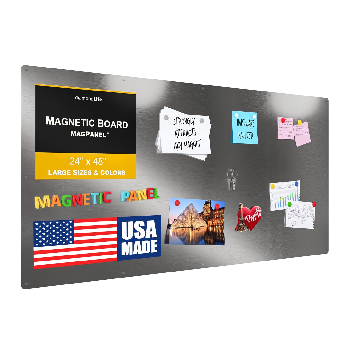 24" x 48" - Magnetic Board - Wall Mounted Dry & Wet Erase Board for Home, Office, and Classroom - Mounting Screws Included
