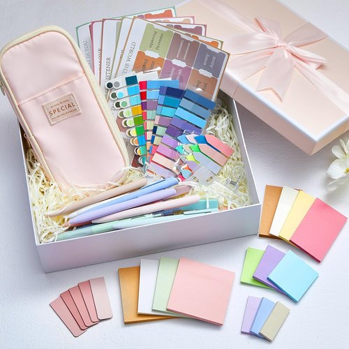 Chiisong Bible Journaling Kit - 73 Pcs Aesthetic Study Supplies with Highlighters & Gel Pens | Pink