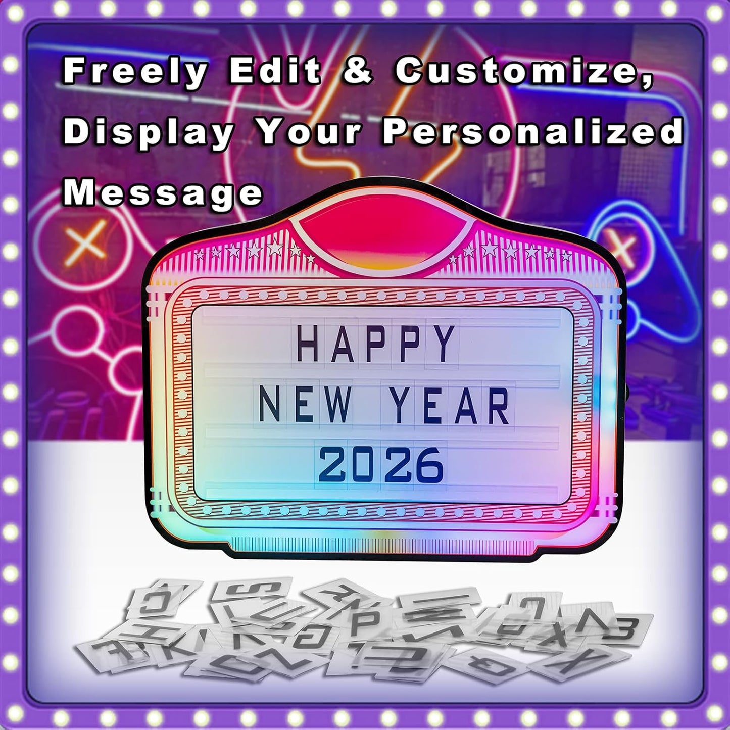 Skiennix LED Letter Bottle Presenter - Color-Changing Handheld Light Box for Nightclubs & Events | Acrylic Frame with 4 Letter Sets & 2 Number Kit