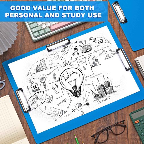 Tenceur 8 Pcs 11x17 Clipboard Three Clip Blue Extra Large Clipboard Horizontal Drawing Board 11 x 17 Inch Art Sketching Landscape Board for School Office Students Teachers Supplies