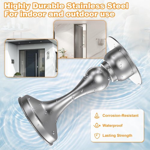 Crosize Magnetic Door Stoppers - 4 Pack Stainless Steel Wall & Floor Mounting | No Drilling, Silver
